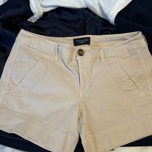 Kaki short stretch shorts by American Eagle . Gently worn like new . Size 6